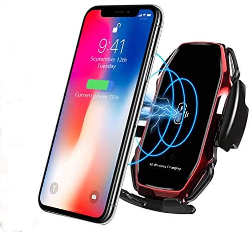 Wireless Fast Car Charger10W for Android iOS Smartphone Mobile Phone Fast Charging with Smart Sensor Car Mount Fast Charger for iPhone Xs Max/XR/X/8/8Plus Samsung S10/S9/S8-Red