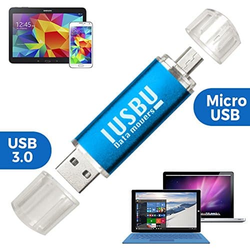 IUSBU 3.0 OTG Dual or Flip - USB Transfer Keys for Android SmartPhones, Tablets PC, Mac - 8GB,16GB, 32GB & 64GB (32GB, BLUE)