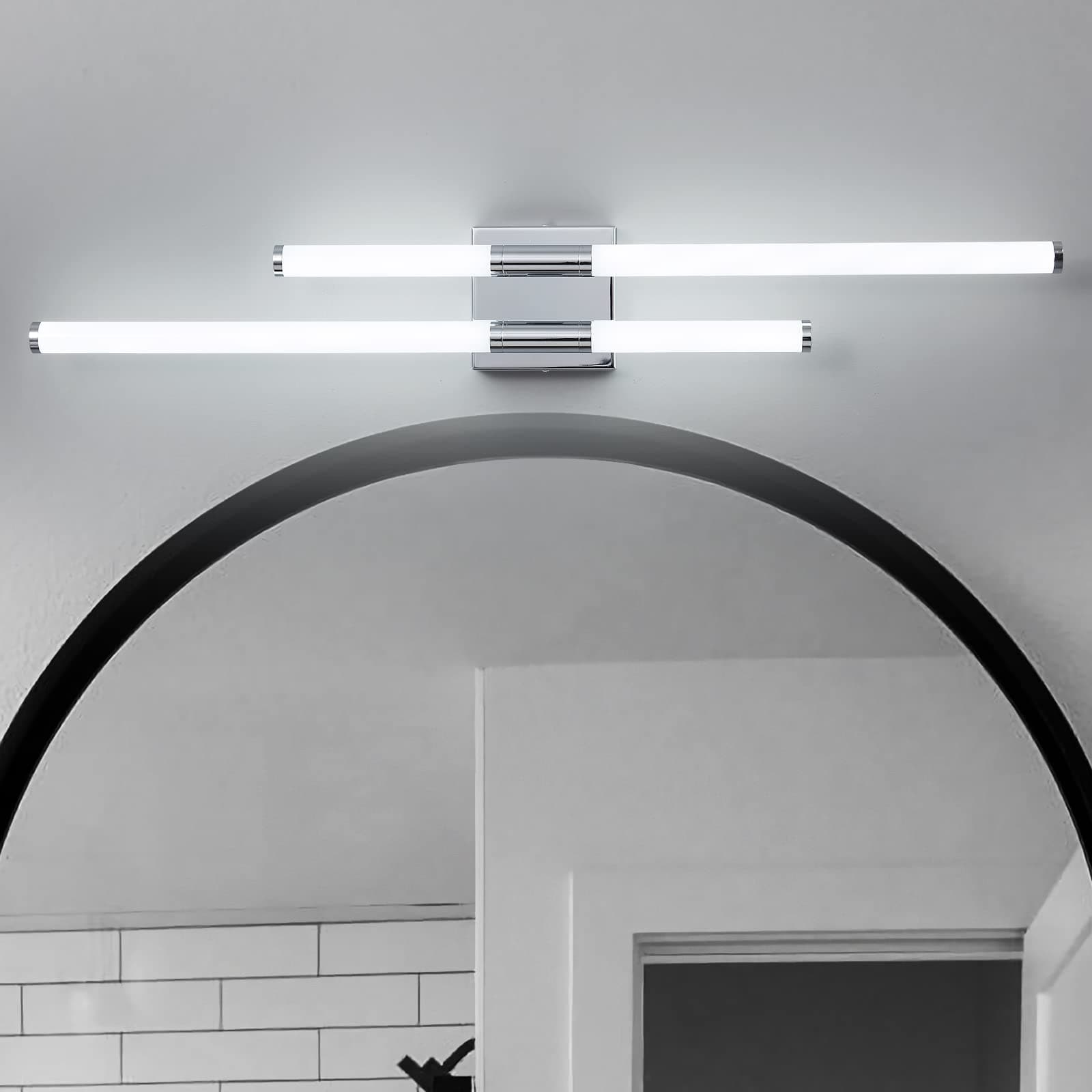 Modern Bathroom Vanity Light LED 6000K 32.88in Chrome Bathroom Light Fixtures Over Mirror Vanity Light Wall Modern Bathroom Vanity Lighting