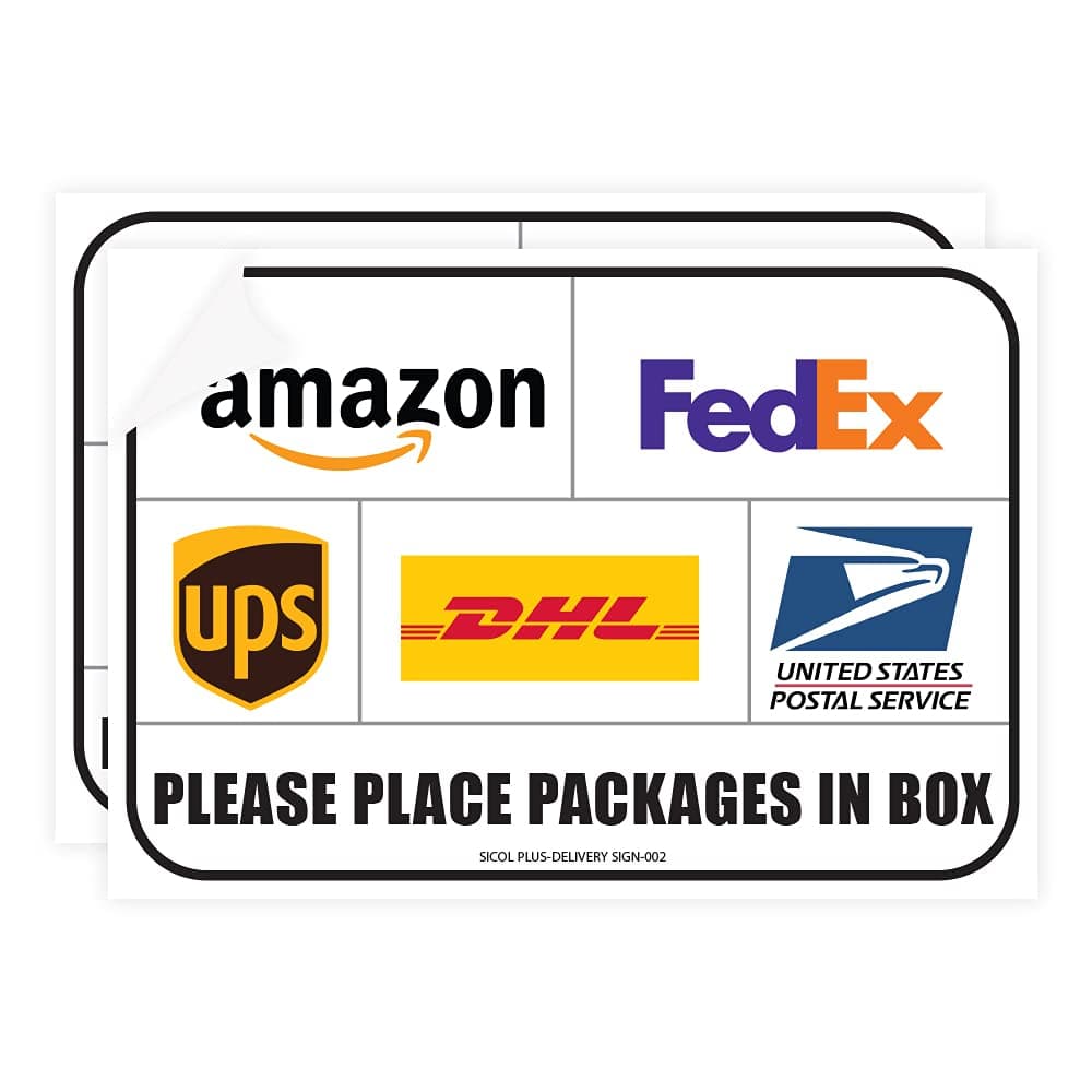 Package Delivery Signs (02 pack) Package Delivery Stickers size 10 x 7 Inches Over Lamination Delivery Signs for Packages