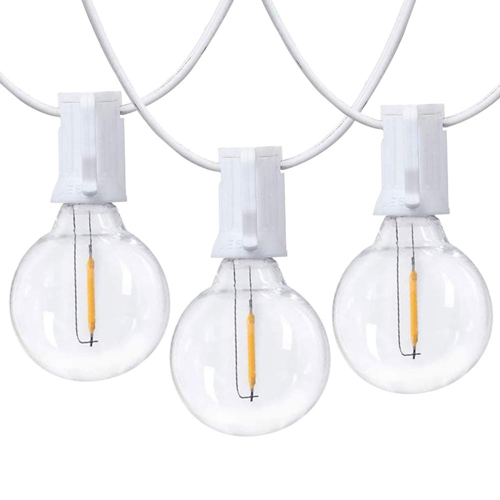 25Ft LED String Lights with 27 Shatterproof LED Clear Globe Bulbs, Indoor&Outdoor String Lights for Patio, Garden, Backyard, Bistro, Pergola, Tents, Gazebo Decor, White Wire