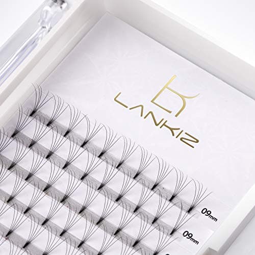 LANKIZ Volume Lash Extensions Premade Fans Eyelash Extensions 5D 0.07mm D Curl 14mm Long Stem Russian Volume Individual Lashes
