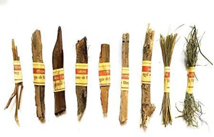 Generic Navgrah Shanti Samidha Wooden Sticks, 9 Different Types - Related to 9 Planets, Vastu Pooja (Pack of 9)