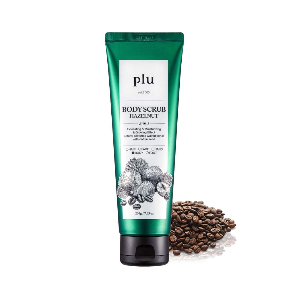 plu Walnut Body Scrub, 3-in-1 Total Care Solution, Exfoliate Moisturize and Glow [Hazelnut/200g]