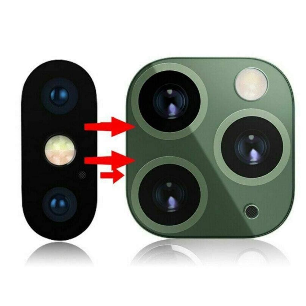 Modified Camera Lens Seconds Change Cover for iPhone X XS MAX Sticker Fake Camera to iPhone 11,11Pro Max Tempered Glass Protector (Deep Green)