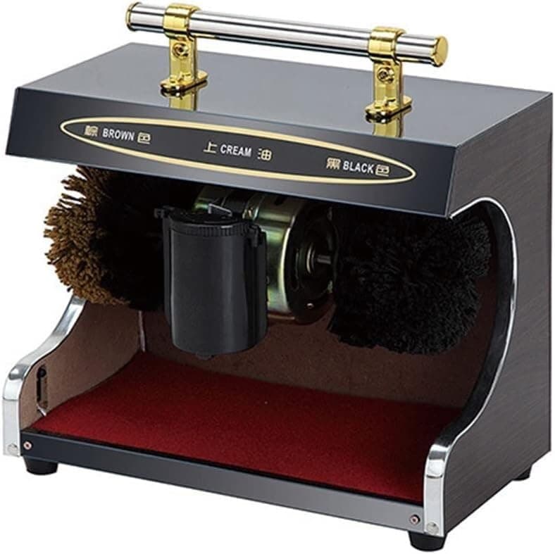 Shoe Polisher Fully Automatic, Hotel Commercial Automatic Shoe-Shining Machine，Electric Shoe Cleaner for Dust Removal Polishing with Double Combination Brush,Leather Shoe Cleaning Kit(Full Wood Grain)