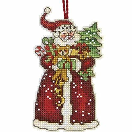 Dimensions Santa Ornament Counted Cross Stitch on Plastic Canvas Kit, 2.5 X 4.75" Ornament