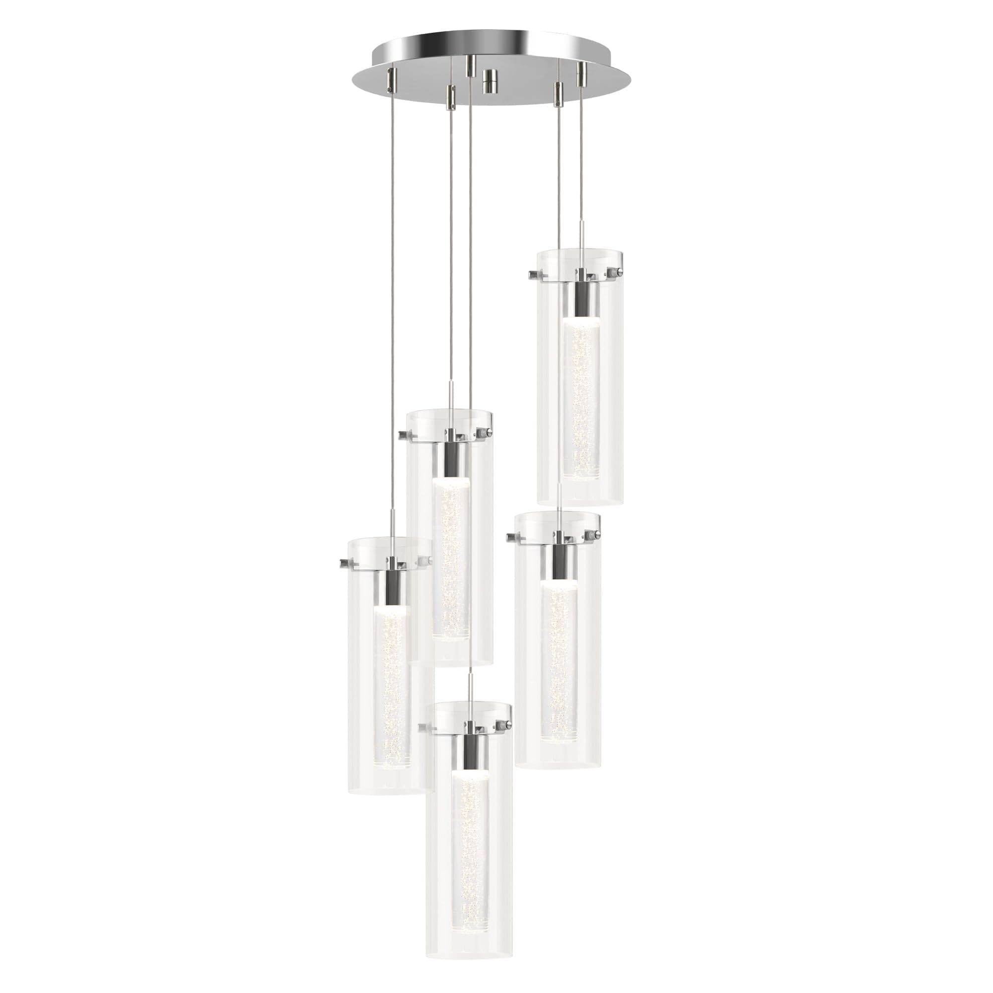 hykolity 5-Light Bubble Glass Pendant Light, 3CCT Dimmable LED Chandelier, Polished Nickel Modern Hanging Ceiling Light for Kitchen Island, Dining Room, Bedroom, ETL Listed