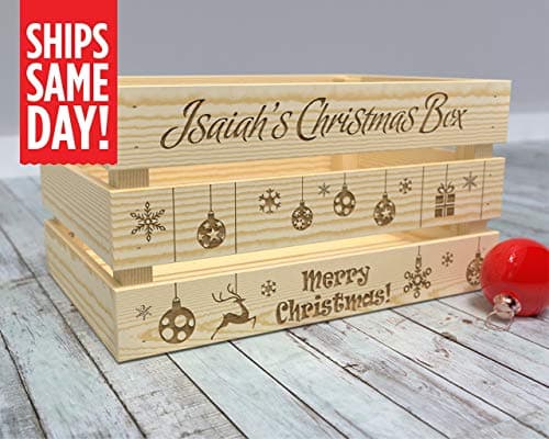 Wood Christmas Eve Box, Christmas Present Box, Personalized Gift Box, Gift box, Christmas Box, Christmas Eve Crate, Kids Crate, Xmas Eve, Personalized Toy Box, Personalised Holiday Gifts