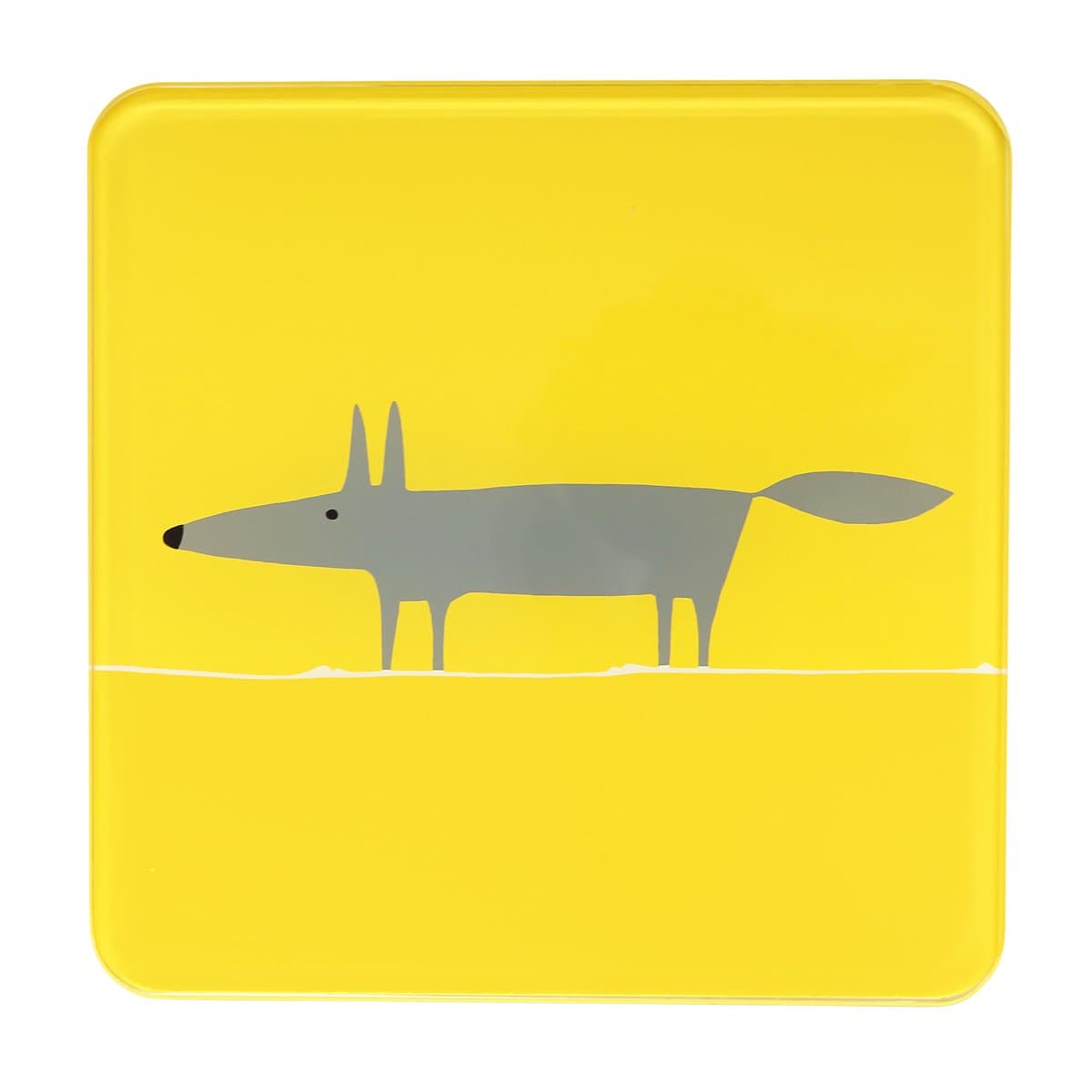 Mr Fox Hot Pot Trivet Stand Yellow with Grey Fox