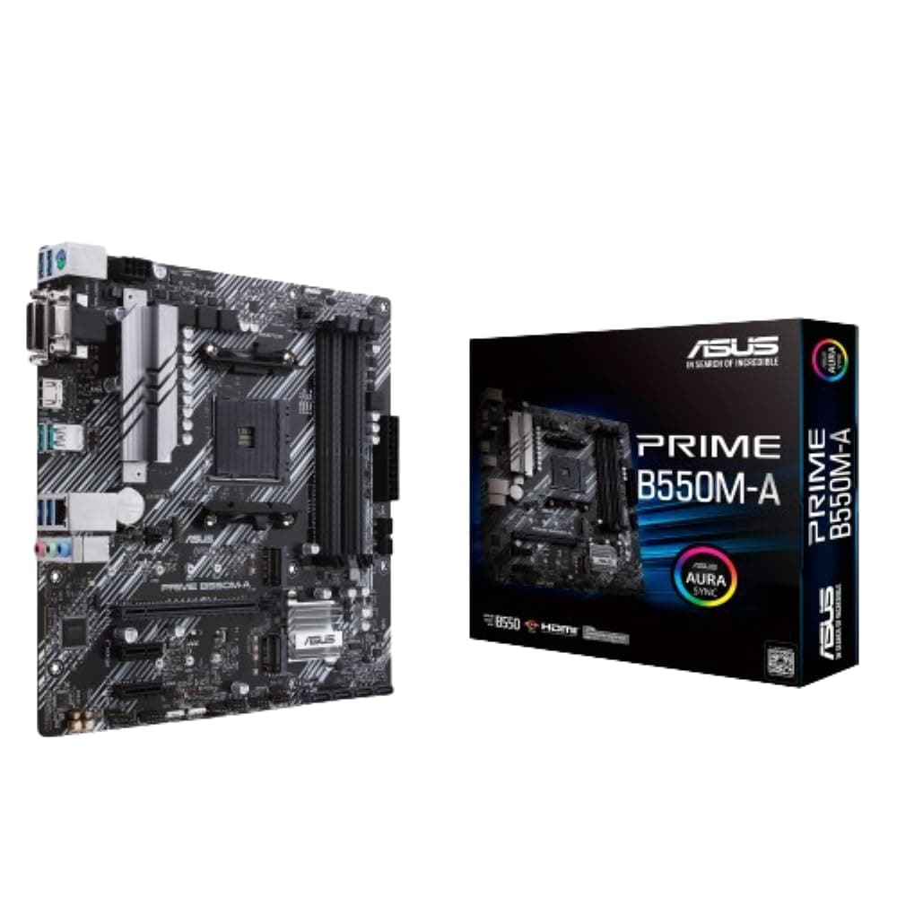 ASUS Prime B550M-A WiFi II AMD AM4 (3rd Generation Ryzen) Micro ATX Motherboard (PCIe 4.0, WiFi 6, ECC Memory, 1Gb LAN, HDMI 2.1/D-Sub, 4K@60HZ, Addressable Gen 2 RGB Header, Aura-Sync)