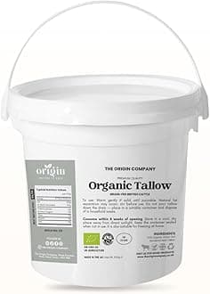 500g Origin's Organic Grass-Fed Beef Tallow Cooking Fat – 100% Pure Traditional Dripping – High Smoke Point for Frying, Roasting & Baking – No Additives – UK Produced
