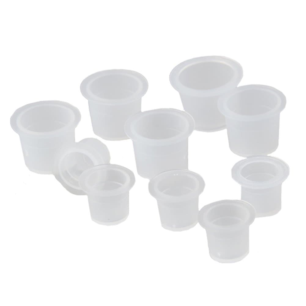 Mixed Tattoo Ink Cups Clear Plastic Semi Permanent Makeup Pigment Holder Accessory Pot 9mm 11mm 14mm (Pack Of 100)
