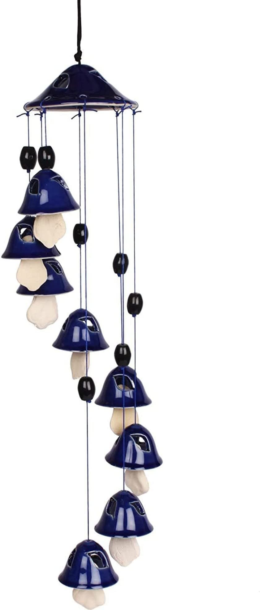 Luminescence Ceramic Blue Wind Chime Bell Shape Positive Energy Wind Chimes for Balcony Bedroom Garden Outdoor with Great Melodious Sound 8 Bells Ceramic Wind Chime (27 inch, Blue) Ceramic Pack of 1