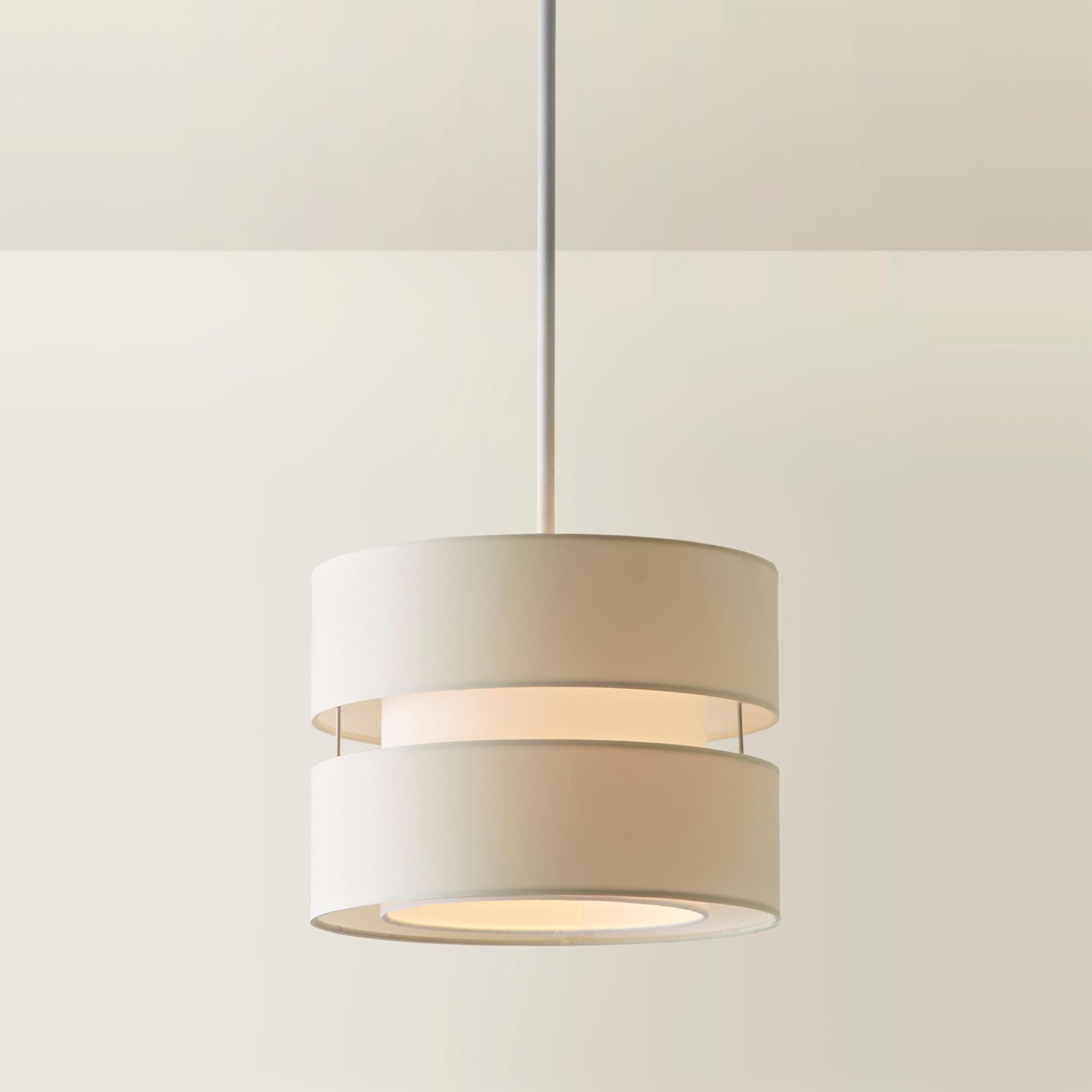 MiniSun | Modern 2 Tier Ceiling Light Shade in a Cream Finish | Pendant Lights, Home Décor & Improvement Essential | 26cm Shade Width