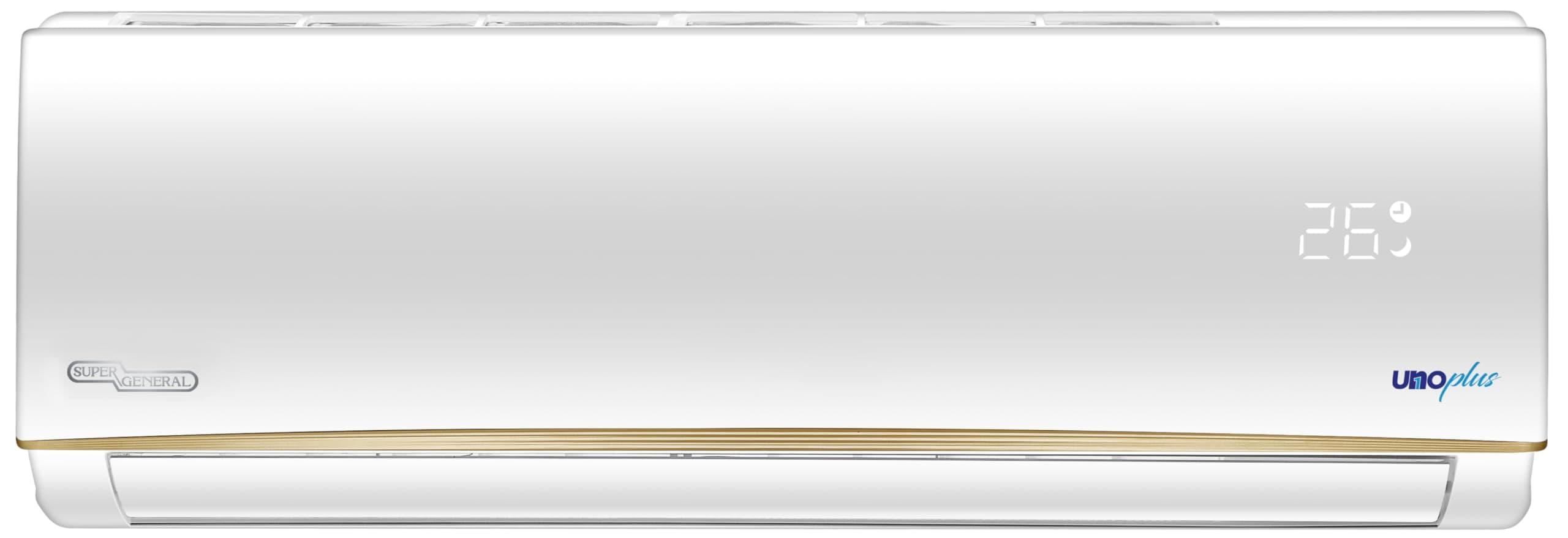 Super General 1.5 Ton Split Air Conditioner SGS181AE, Rotary Compressor, Tropical T3, 16002 BTU, Gold Fin, Auto Restart, 4-Way Swing, Sleep Mode, Turbo Mode, Eco Mode, Timer, 101x22x31.5(WxDxH), White