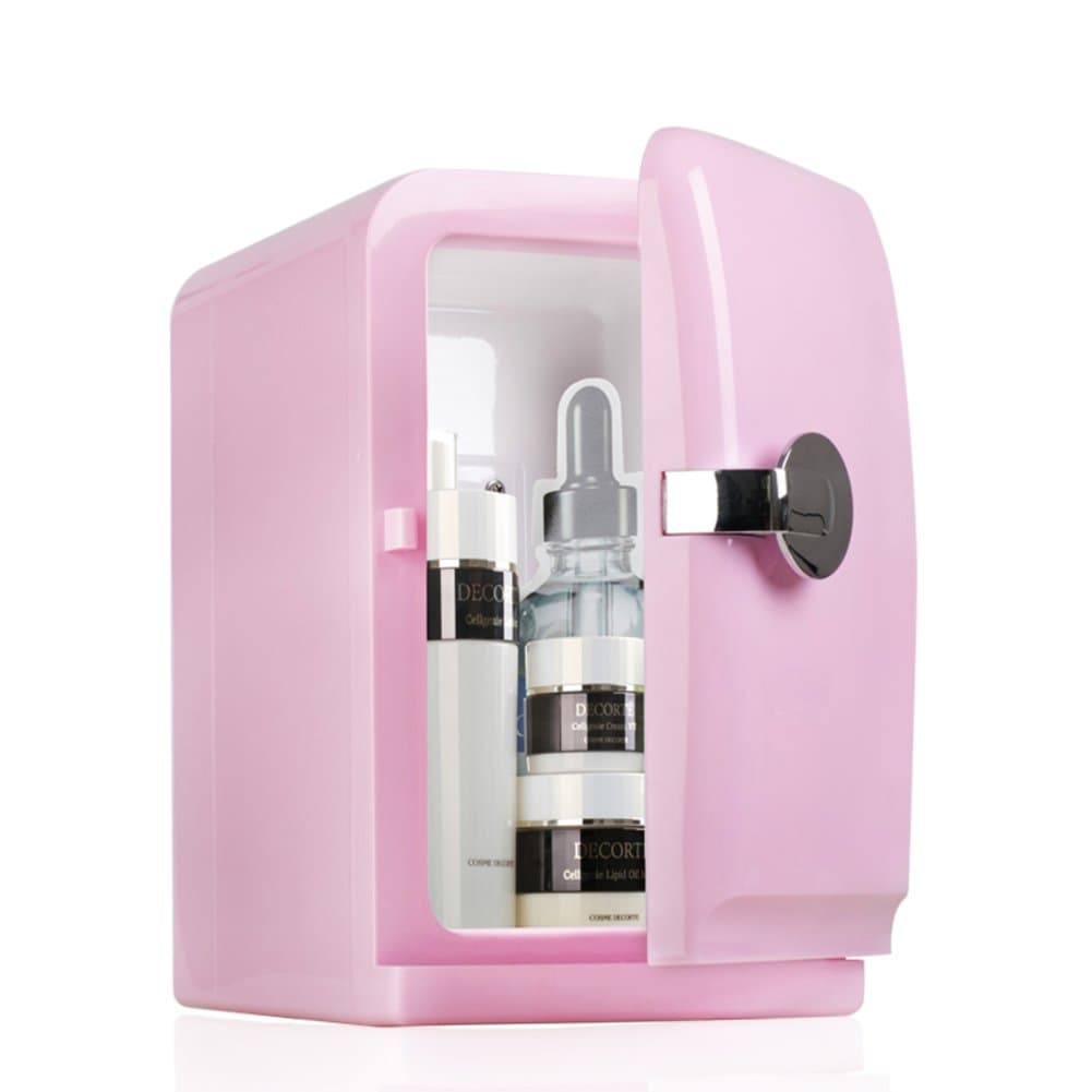 DULPLAY Car Refrigeration Mini Fridge,5l Beverage Cooler For Home, Office And Car Single Door Mini Compact Refrigerator-pink 31.5x28x19cm(12x11x7inch)