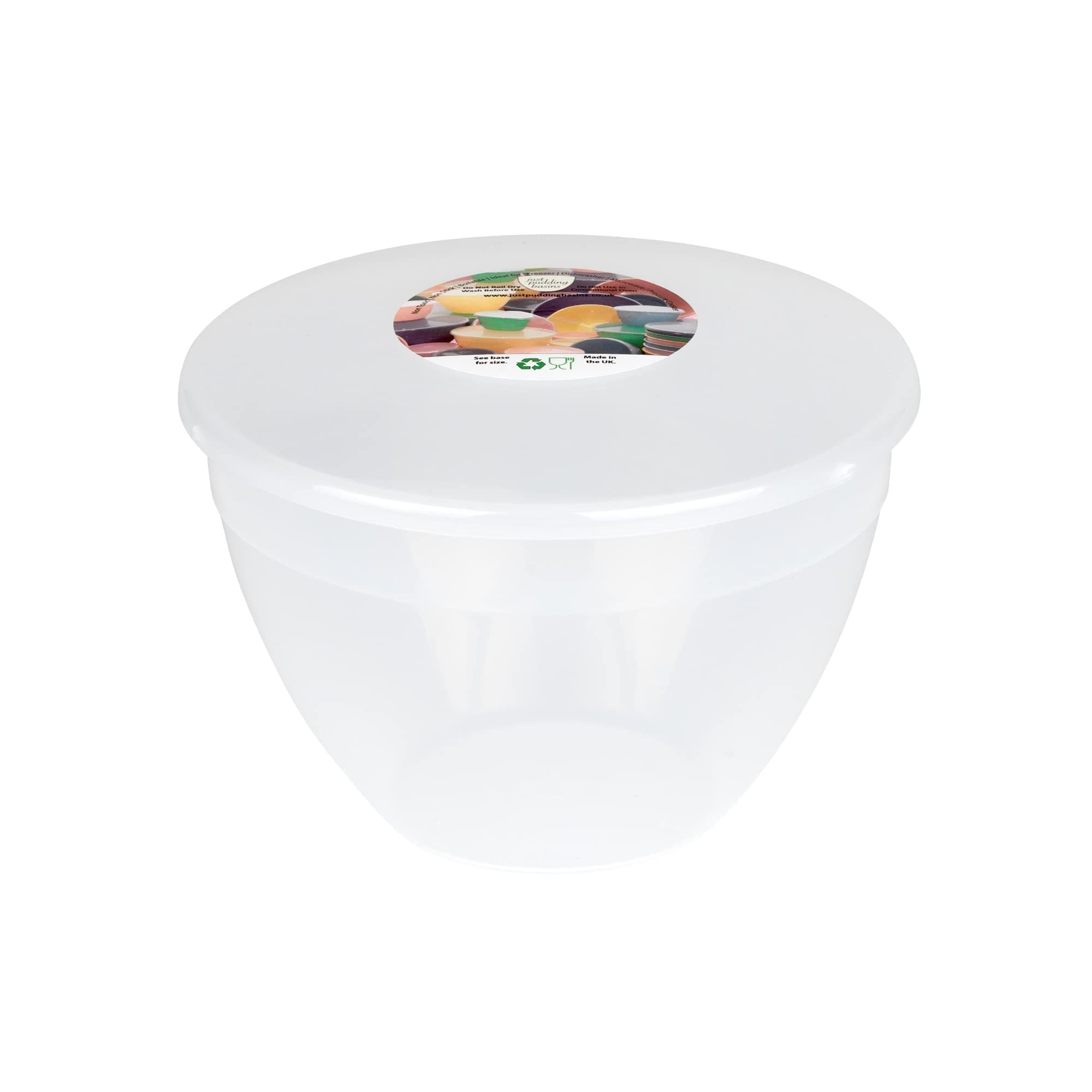 Just Pudding Basins Clear 2 Pint 1.14lt Basin (3 Pack) Food Safe 1 Litre Plastic Bowls and Lids