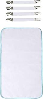 Dalykate 4pcs Elastic Ironing Board Cover Fasteners Metal Bed Sheet Holders Cover Suspenders Grippers Corner Clips for Couch, Sofa, Baby Crib, Tablecloth. Attached with Protective Scorch Mesh Cloth