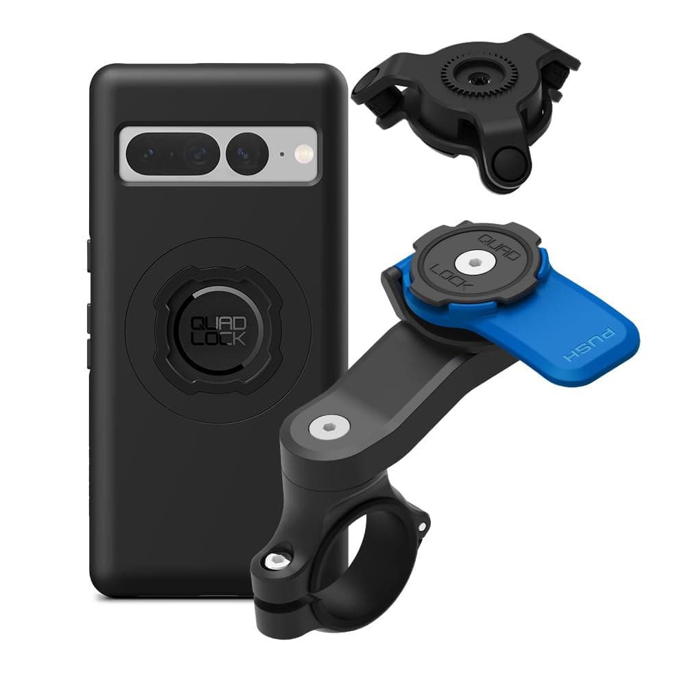 Quad Lock Motorcycle Handlebar Mount Kit with Vibration Dampener and MAG Phone Case for Google Pixel 7 Pro