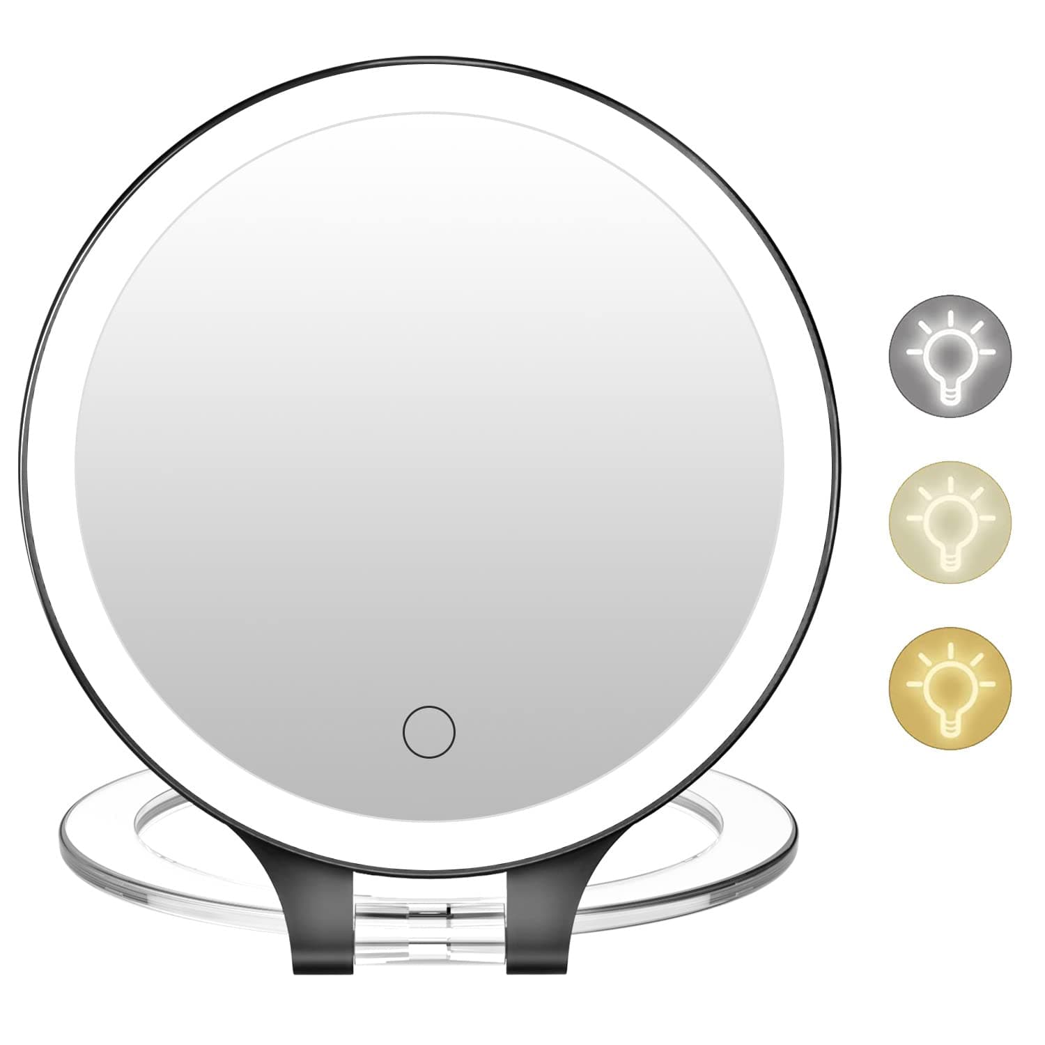 FASCINATE Magnifying Mirror 10X 1X Double Sided Magnification Makeup Vanity Mirror Rechargeable Lighted Mirror with 3 Color Setting Adjustable Rotation LED Vanity Desk Mirror