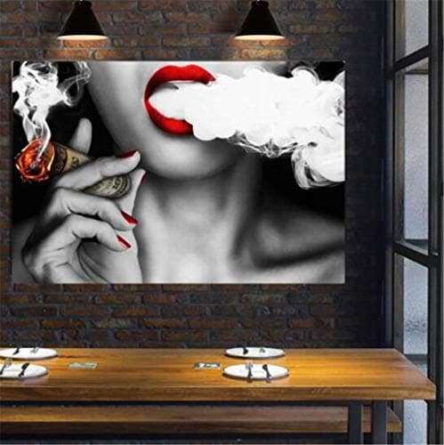 Wall Art Canvas Paintings 1 Pc Graffiti U.S.Dollar Money Clouds Girl lips Abstract Poster Pictures Home Decor Living Room