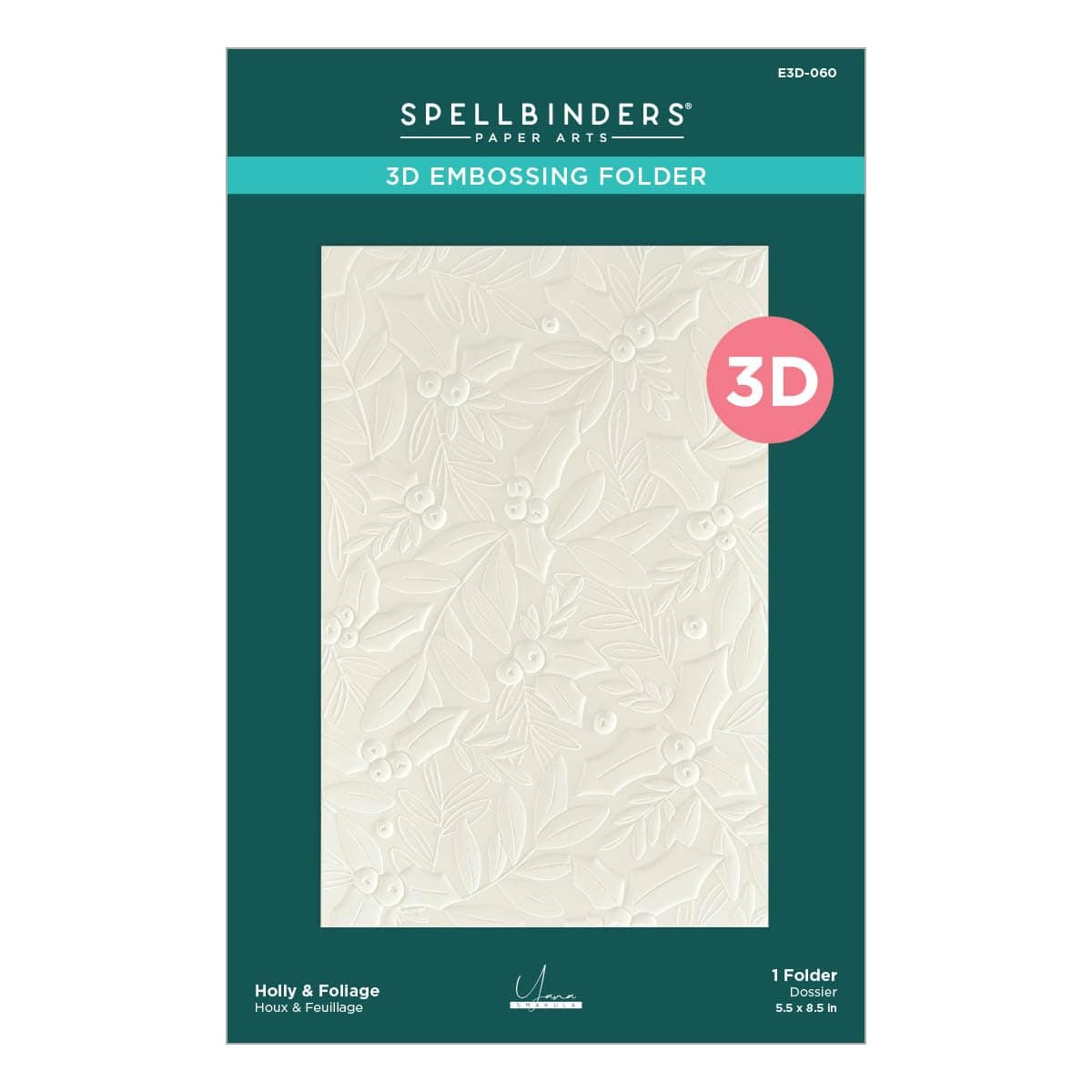 Holly & Foliage 3D Embossing Folder from The De-Light-Ful Christmas Collection by Yana Smakula