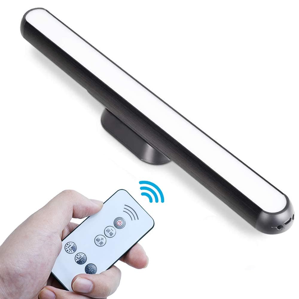 LMTIC Remote Control Led Light Bar, Dimmable Under Cabinet Light,Study Light, 2000Amh Wireless USB Rechargeable Closet Light Stick-on Anywhere Makeup Mirror Kitchen Bedroom Wardrobe