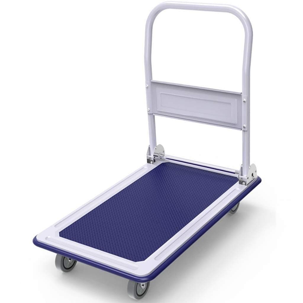LXJYMX Compact platform truck Compact platform truck Folding trolley Load capacity (approx. 250 kg) Blue Large-capacity platform truck (Size : 60 * 90 * 90cm)