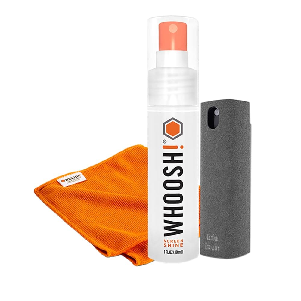 Whoosh! Screen Cleaner with Microfibre Cloth & 2 -in-1 portable, pocket size spray cleaner - the on the go LCD Screen Cleaner - Glasses Cleaner, Phone Screen Wipes - PC Cleaning Kit - Computer Cleaner