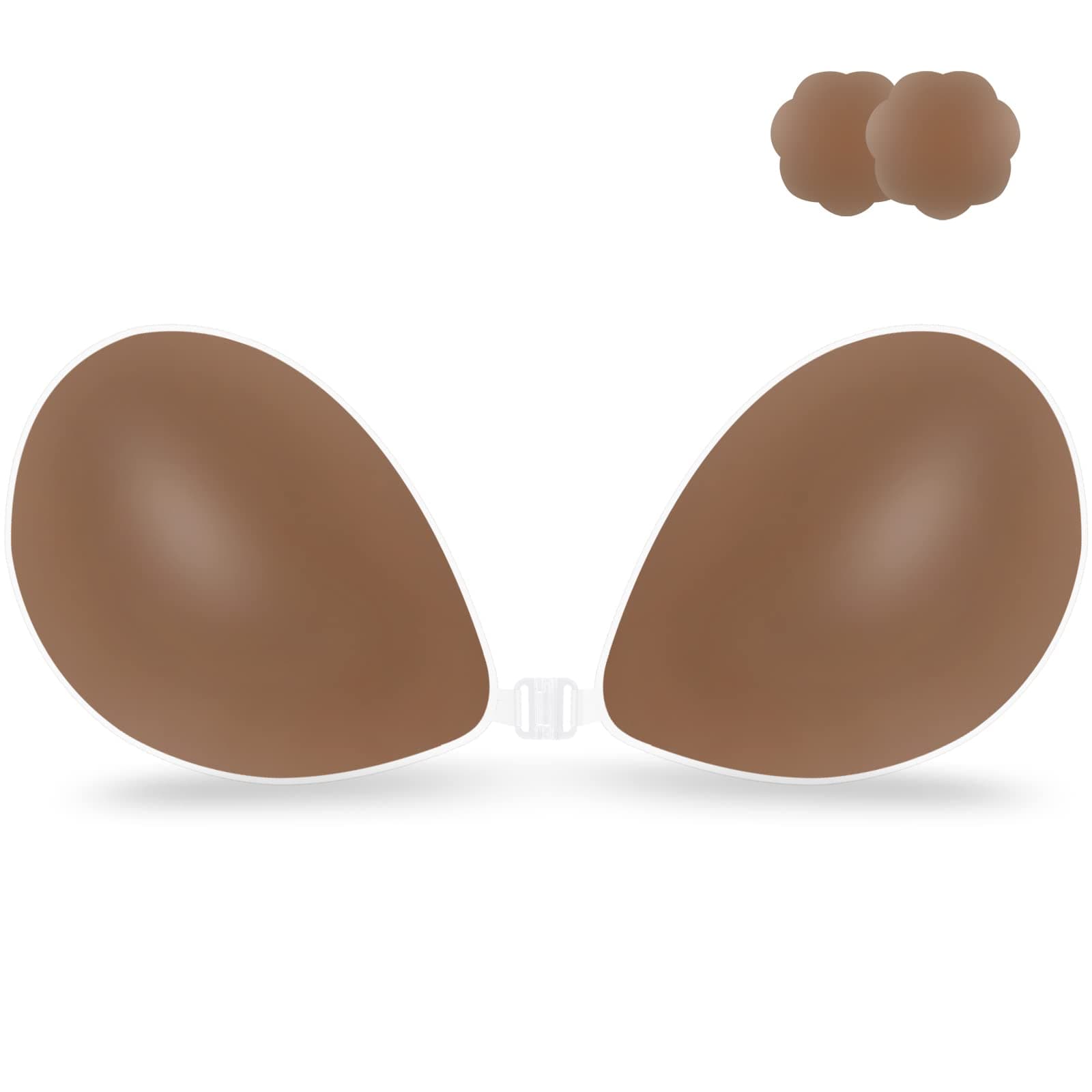 Niidor Self Adhesive Bra Push up Strapless Invisible Backless Sticky Bras Silicone Bra for Women-Brown-D