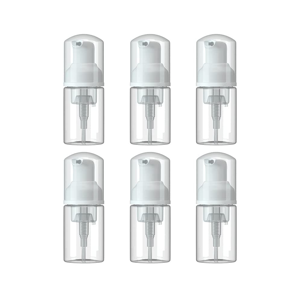 6 Pcs Empty Foam Pump Bottle 1oz/30ml Travel Size Plastic Pump Bottle Soap Bottle Portable Small Hand Sanitizer Dispenser Bottles, Refillable Clear Instant Foaming Bottles for Hand Lotion Shampoo