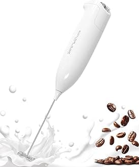 SIMPLETaste Milk Frother Handheld Battery Operated Electric Foam Maker, White Drink Mixer with Stainless Steel Whisk for Cappuccino, Bulletproof Coffee, Latte