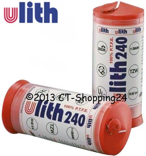 Ulith240 "Original Twineflon" Thread Sealing Thread (175 m in tin) Made from 100% P.T.F.E. According to DIN-DVGW for Gas According to EN751-3 FRp and GRP and DIN 30660 (NV-5143BP0261)