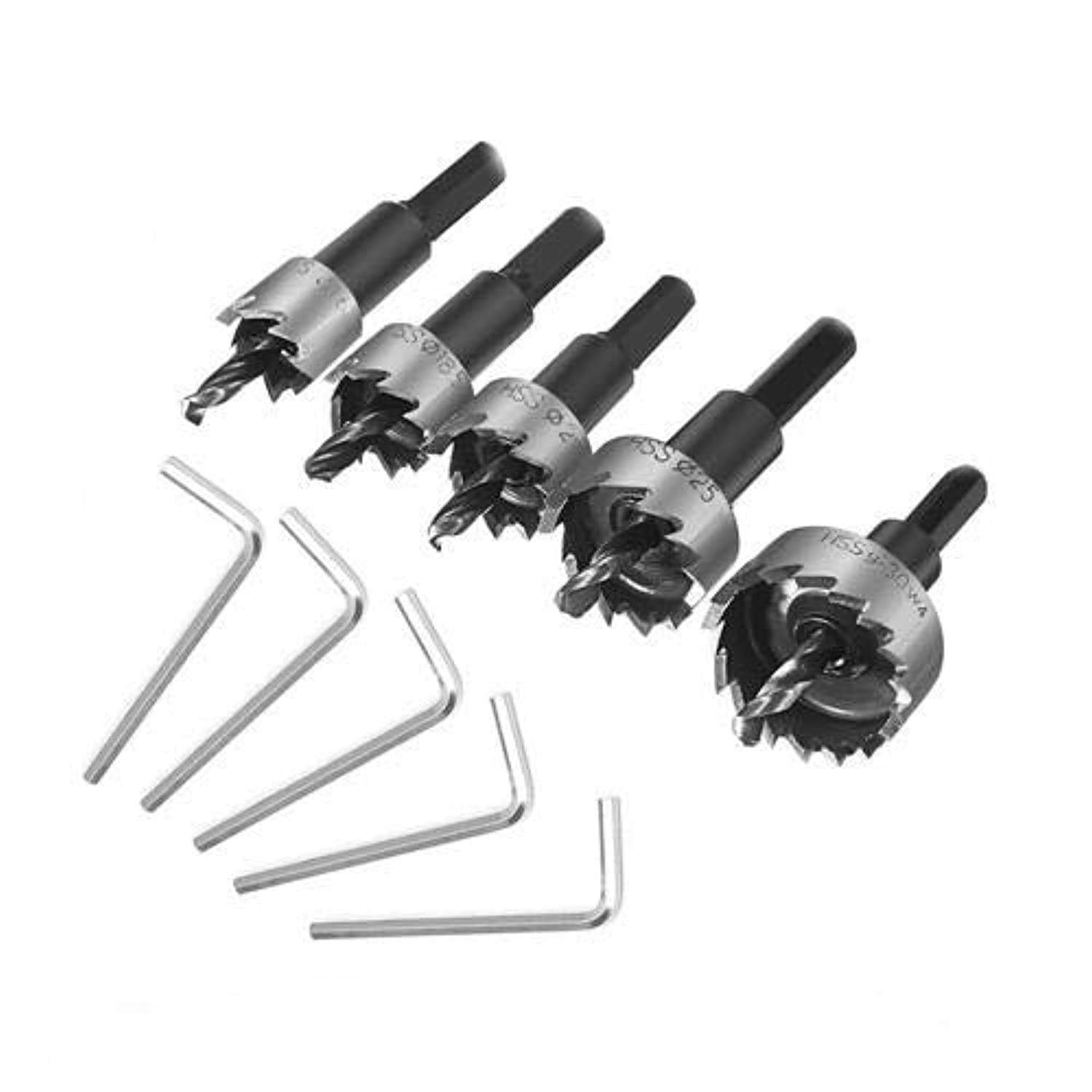 5 Pcs 16-30MM HSS Drill Bit Hole Saw Set Stainless High Speed Steel Metal Alloy