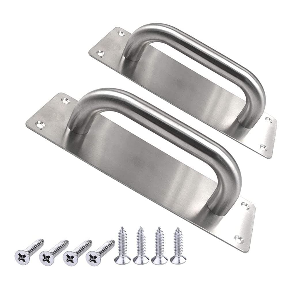 WANLIAN 2Pcs Pull Push Door Plate Handle 8inch Stainless Steel Heavy Duty Barn Door Pull for Shed Commercial Fire Gate with Mounting Screws (Silver, 200x65mm/7.9x2.6inch)