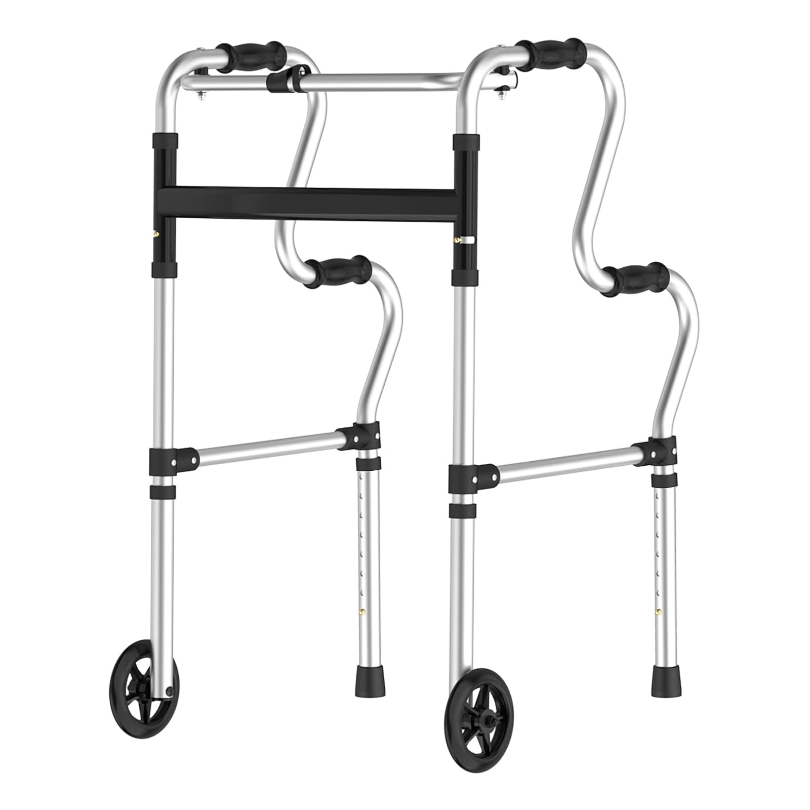Walkers for Seniors,Foldable Rolling&Front Wheel Walker,Lightweight with Removable Wheels,8-Adjustable Heights, Upright Support Up to 450Lbs for Elderly&Adults