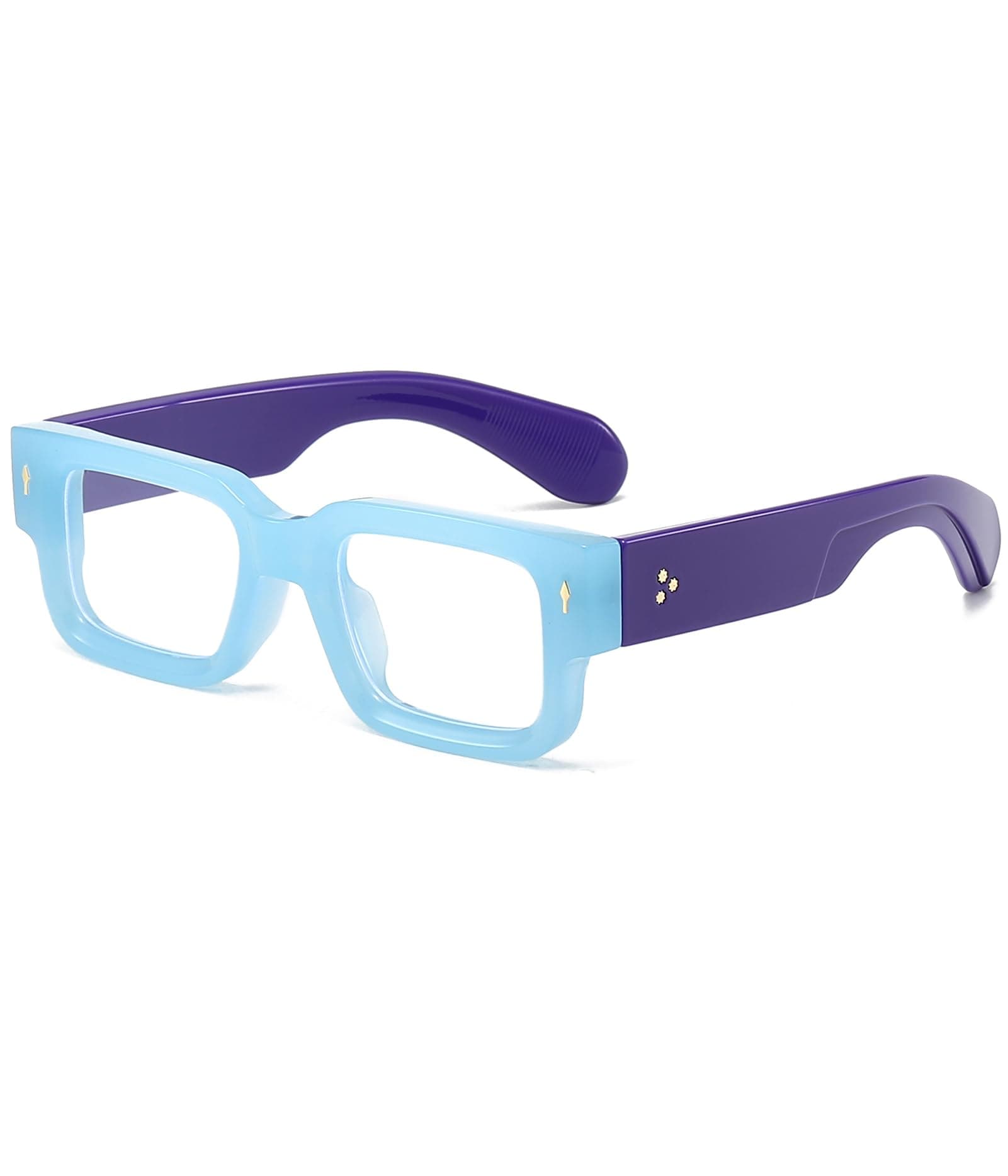 EYLRIM Square Thick Frame Glasses for Women Men Chunky Rectangle Blue Light Glasses Non Prescription Eyeglasses