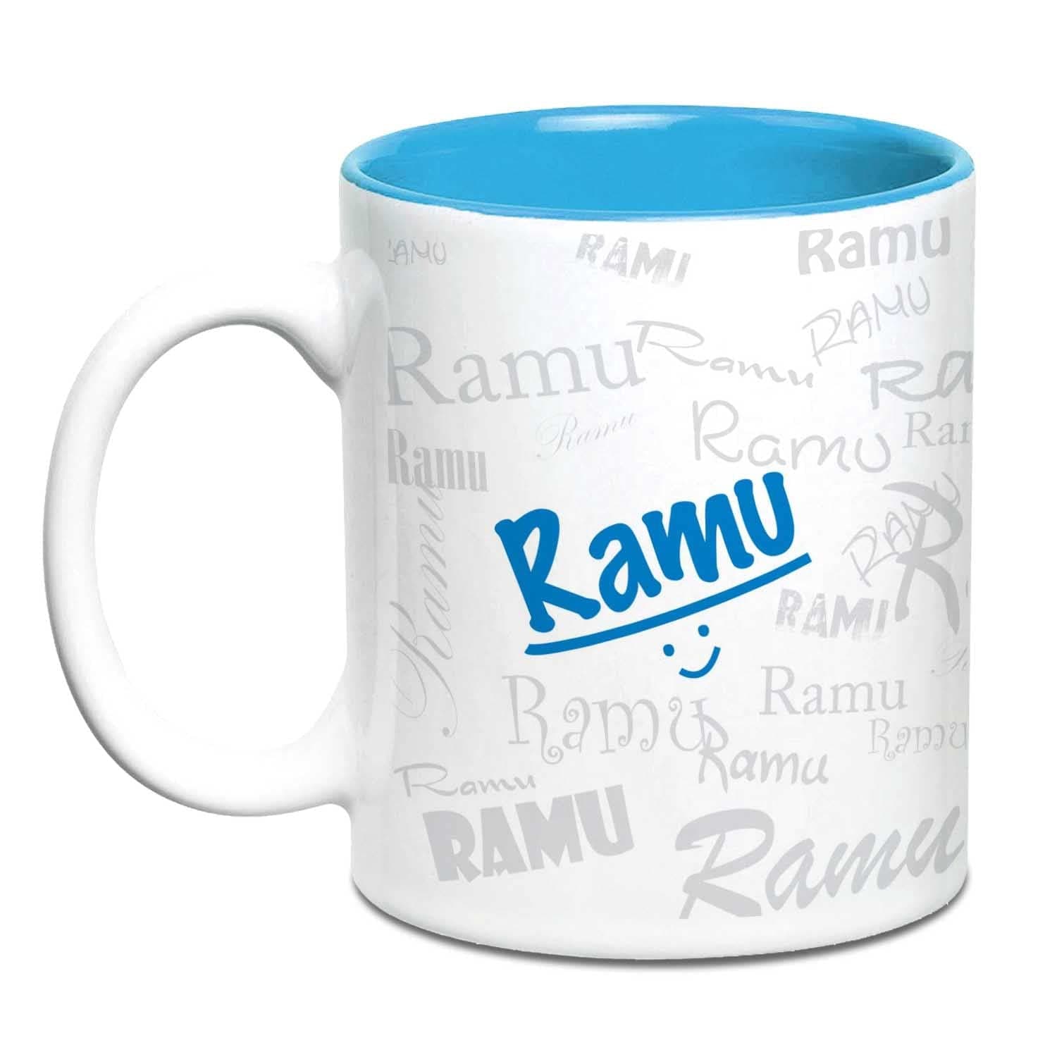 Hot Muggs Me Graffiti Mug - Ramu Personalised Name Ceramic, 315ml, 1 Unit