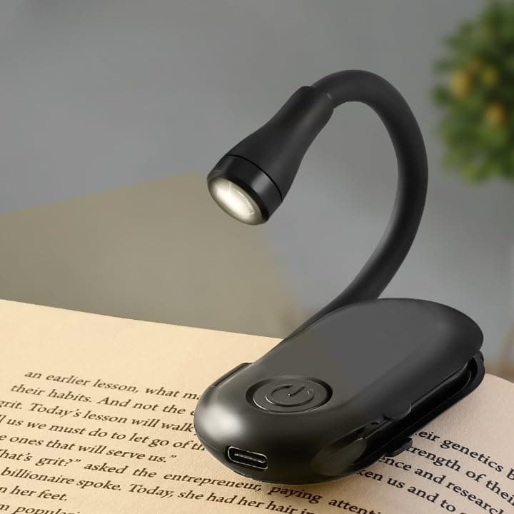 Gesto Rechargeable Book Reading Light with Clip – 3 Color Changing Light for Reading in Bed | 80 Hours Runtime | Flexible Goose Neck Clip on Book Light for Book Lovers