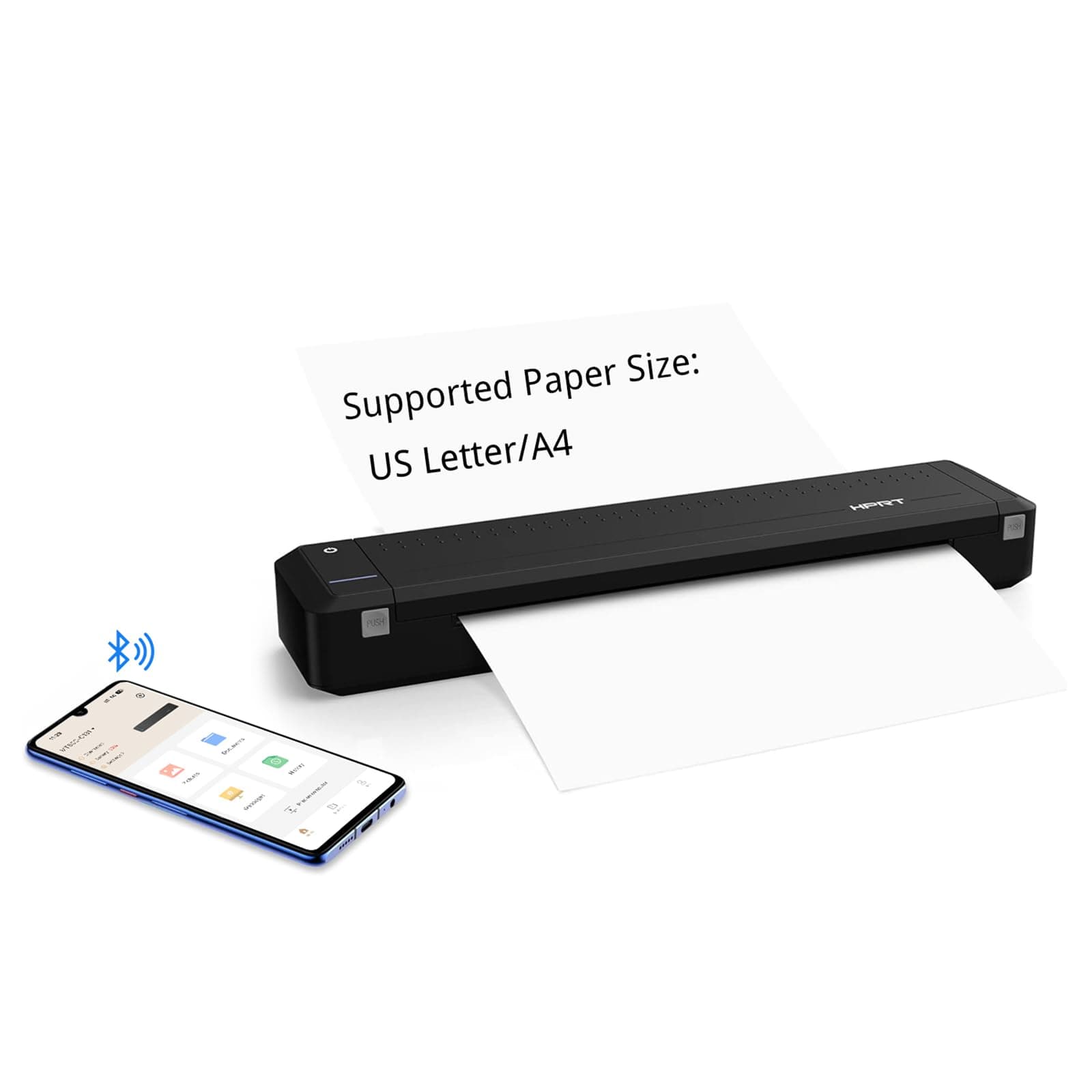HPRT MT800 A4 Portable Printer - 300DPI - Support 210x297mm Regular A4 Size, without INK, Wireless Bluetooth Printer Compatible with Mobile Phone & Laptops, Small printer for Travel, Outdoor, Office