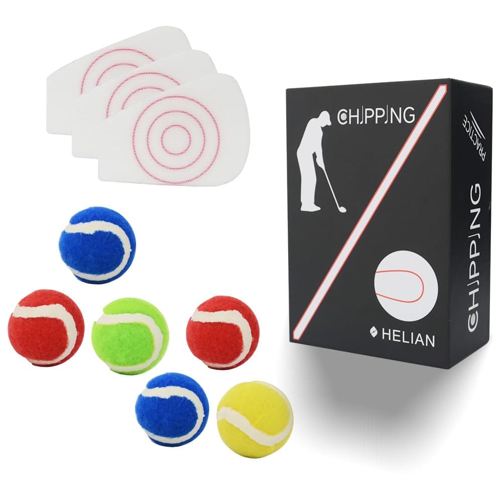 HELIAN Golf Chipping Trainer Aid Sets,6PCS Handmade Golf Practice Ball,3PCS Reusable Fixed-Point Velcro for Improving Slice Accuracy,Suitable for Home, Office, Indoor/Outdoor Practice