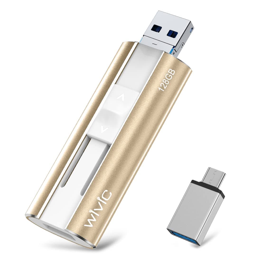 USB 3.0 Flash Drives 128GB, Y-Disk Photo Stick External Storage Memory Stick Compatible with Phone, iPad, Android, PC and More Devices (Gold)