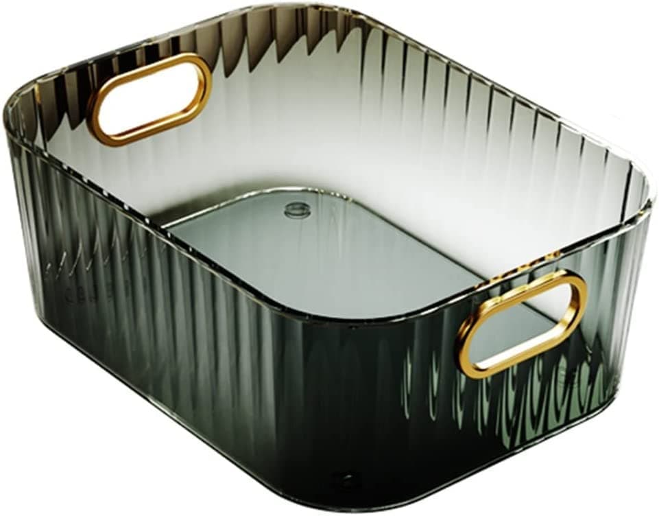 NYTRYD Desktop Storage Box, Clear AcrylicCosmetic Organizer, Plastic Storage Bins with Handle for Household Vanity Countertop | Bathroom Organizer | Home Decor