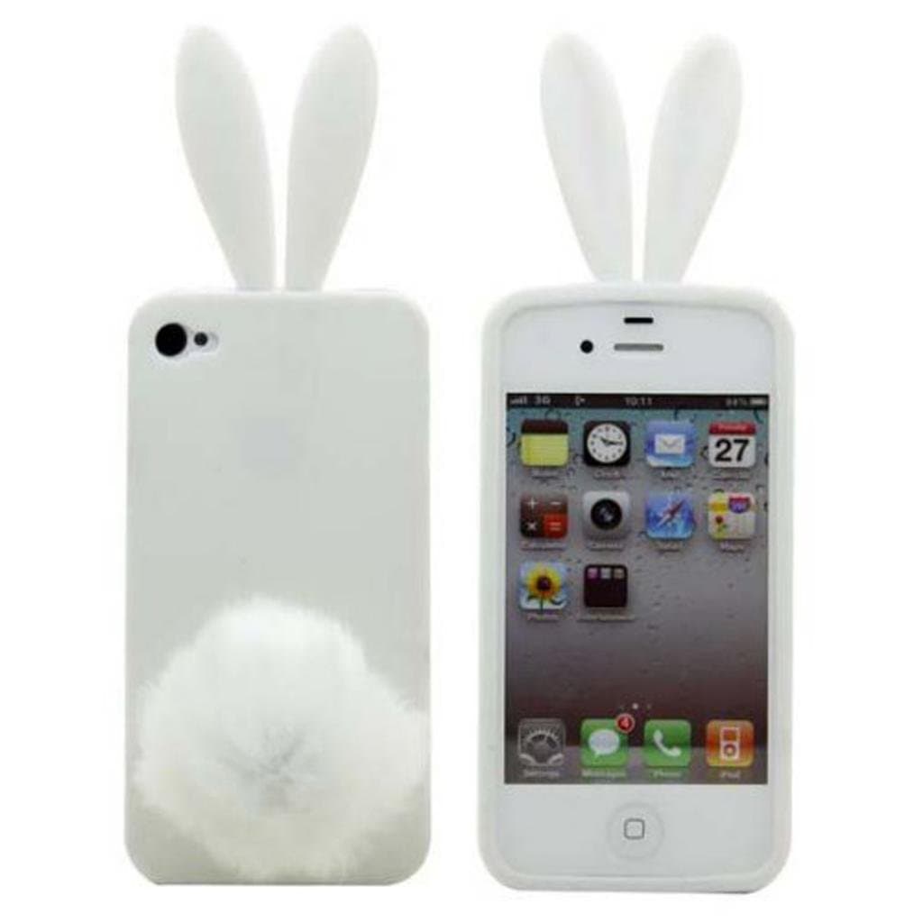 W-RainBow Lively and lovely Bunny Rabbit Case for iPhone 4/4G/4S (White)
