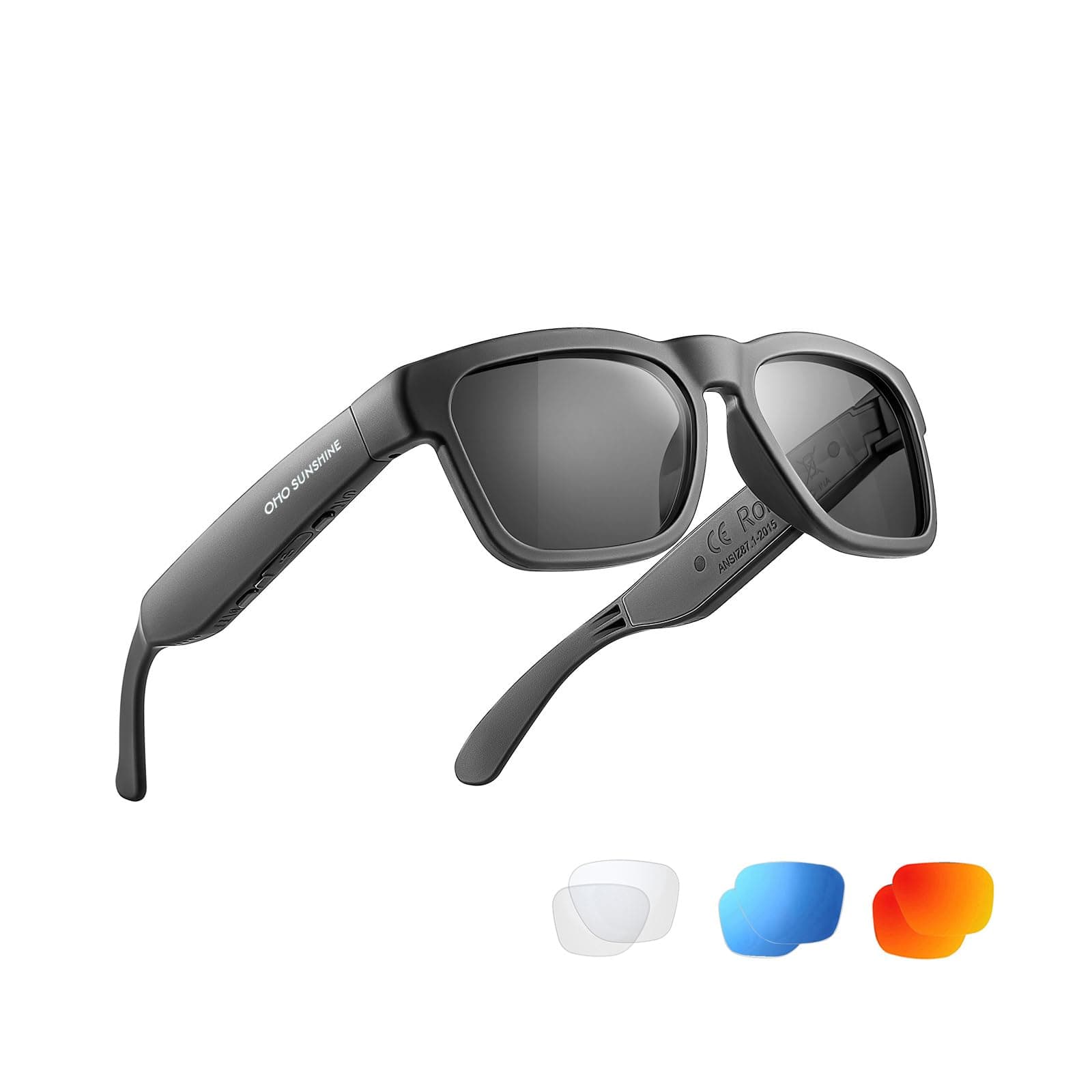 OhO Sunshine Smart Glasses,Polarized Sunglasses with Bluetooth Speaker,Athletic/Outdoor UV Protection and Voice Control,Unisex