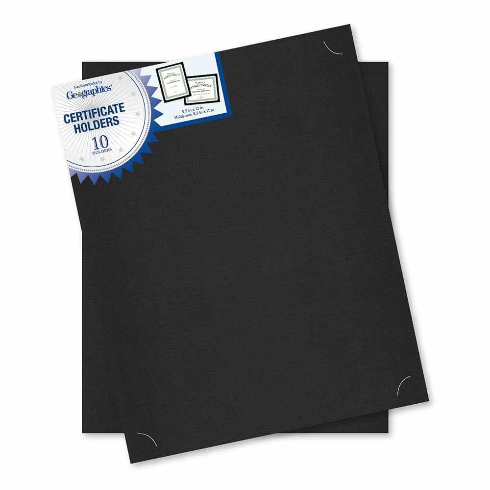 Geographics Black Certificate Holder, 9.5" x 12", 10/Pack (47836)