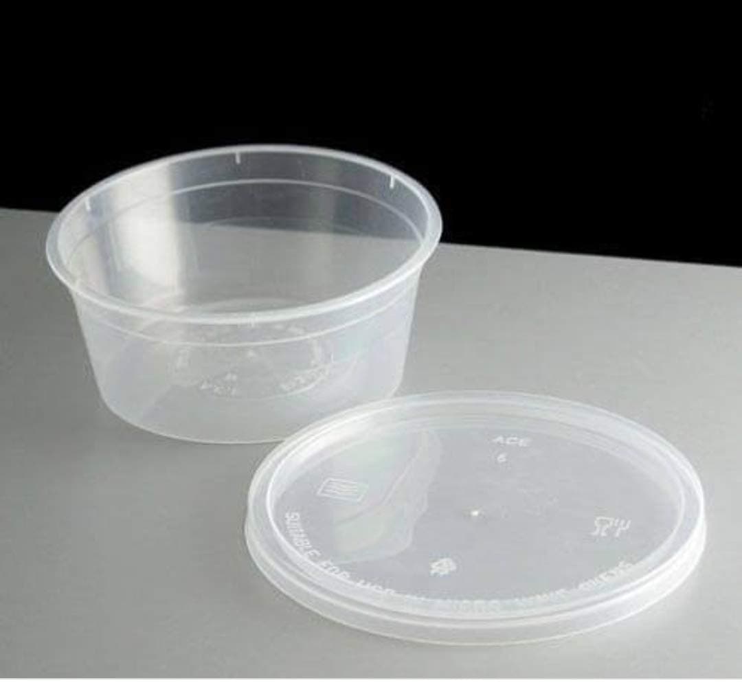 Manoj Enterprises Plastic Round Reusable Microwave Safe Containers with lid - 100ml transparent (Pack of 50)