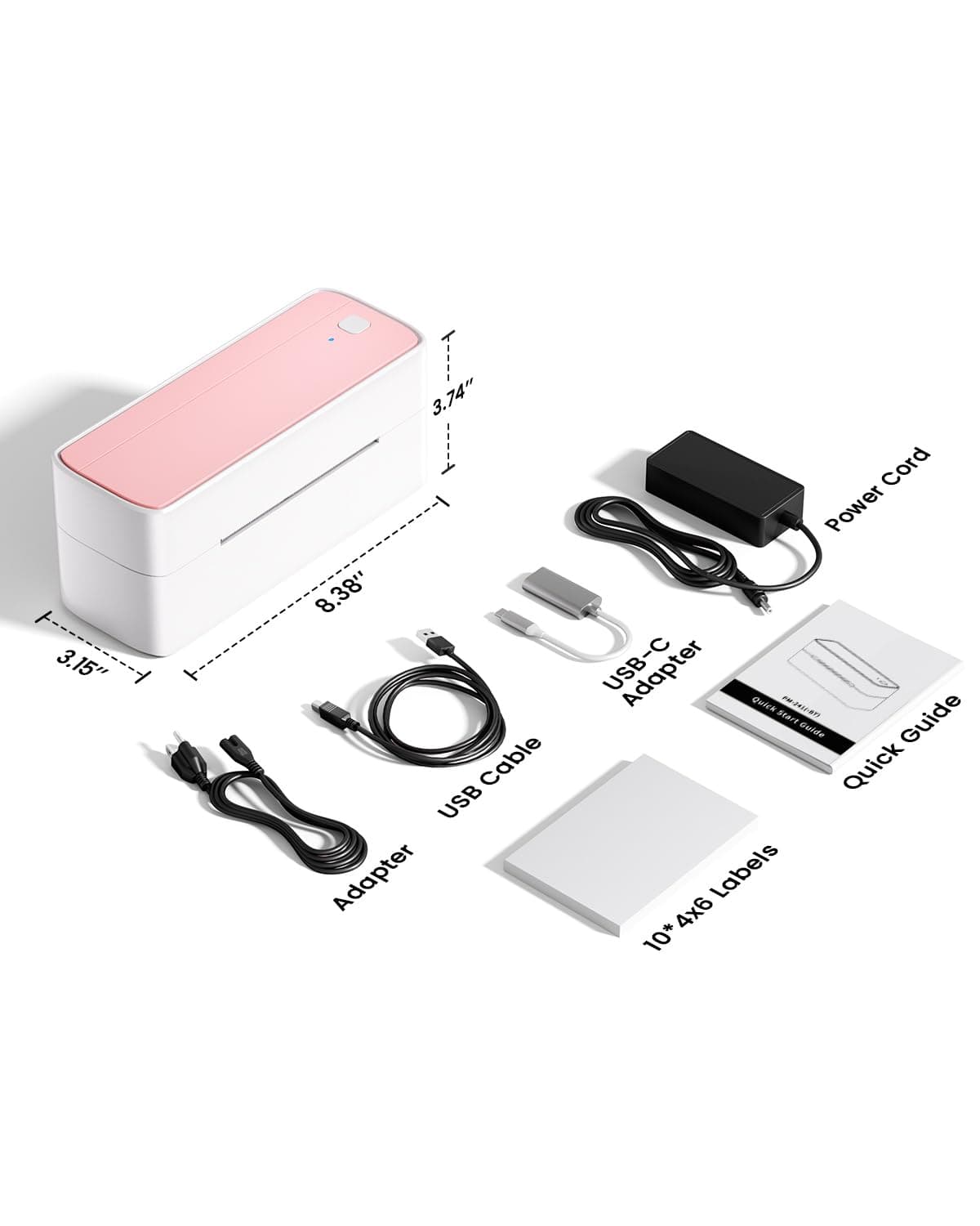 Memoqueen Bluetooth Shipping Thermal Label Printer 4X6 - Wireless address Label Printer for Shipping Packages & Small Business, Compatible with Etsy, Shopify, Ebay, Amazon, FedEx, UPS, USPS, Pink