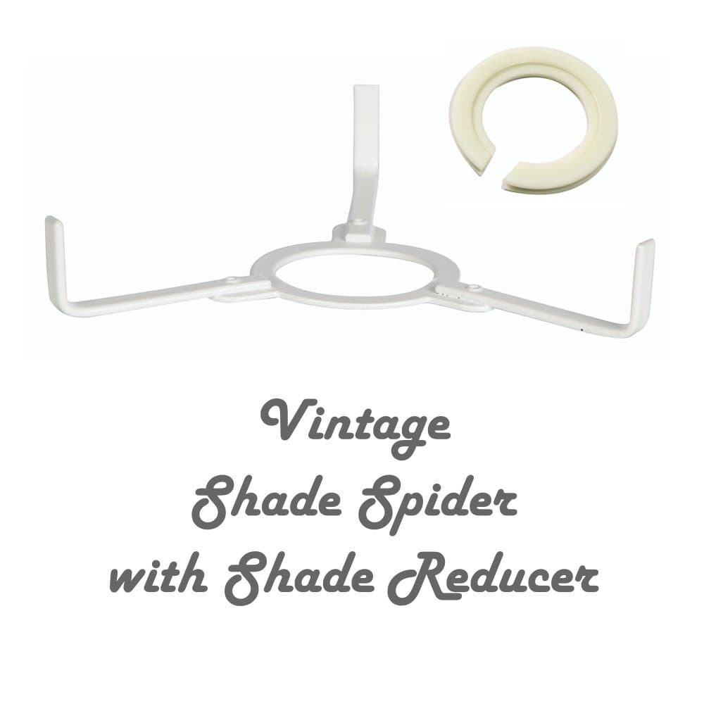 White Shade Spider to Support LAMP Shade for Ceiling Pendants - with Duplex Ring Fitting - REDUCING Ring Included for All Types of Light Bulb CAPS